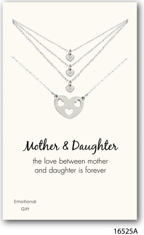Mother and daughters 4 hearts silver pendant